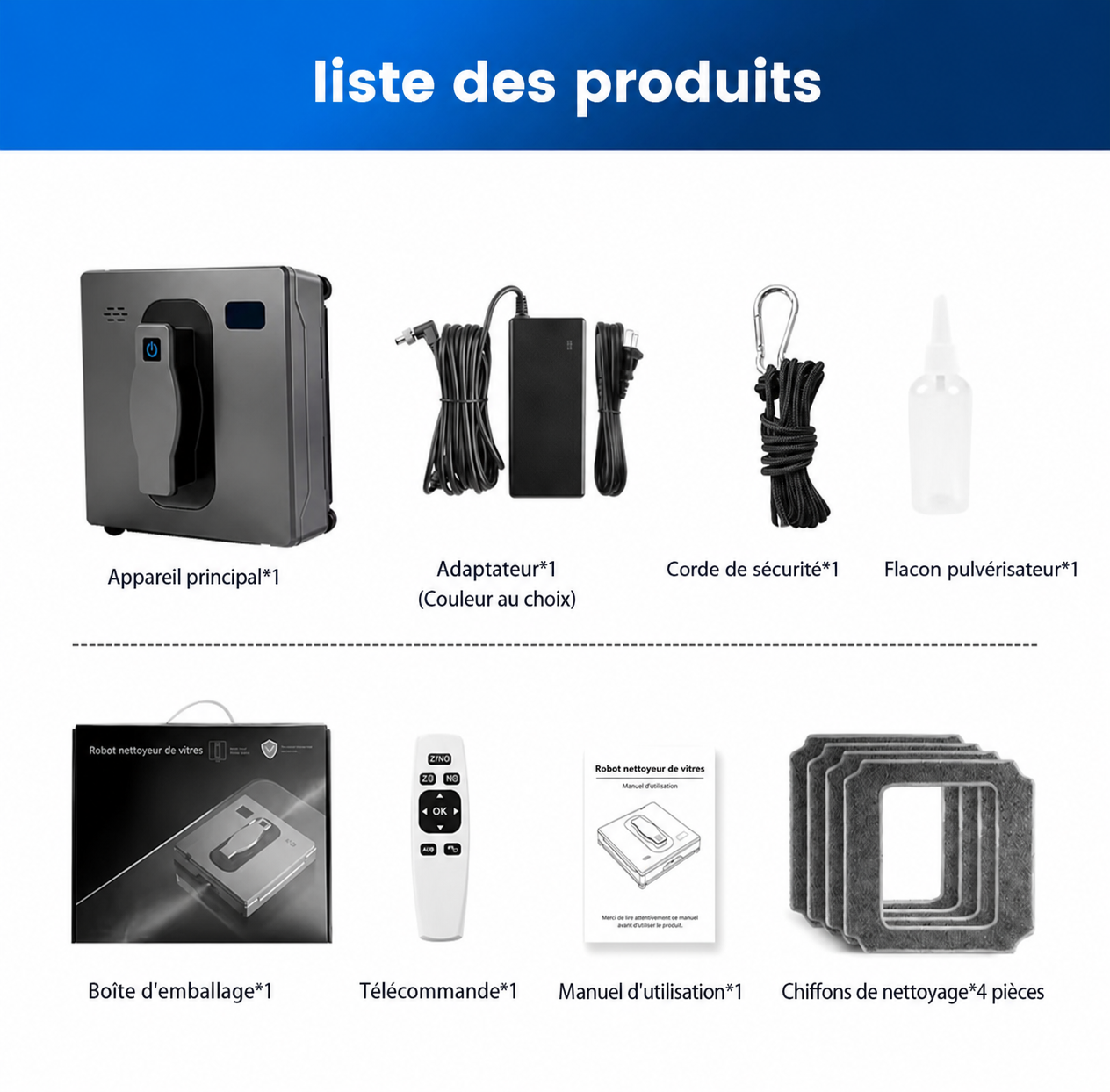 Robot nettoyeur de vitres carré