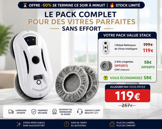 Maëlor - Robot Nettoyeur de Vitres + 2 kits nettoyages gratuit
